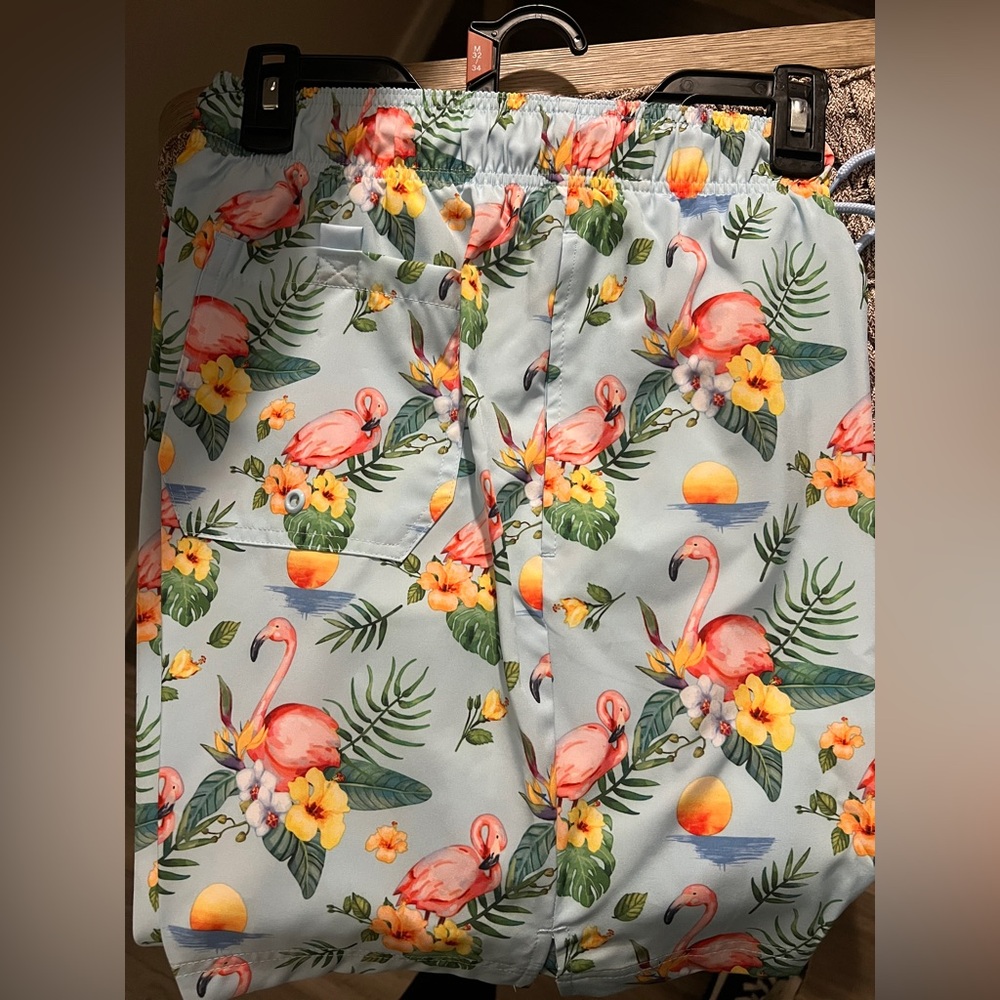George Flamingo Print Swim Trunks - Multicolor